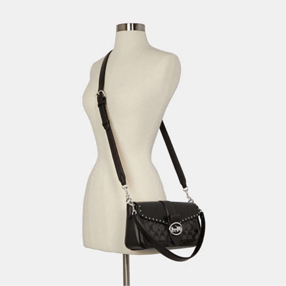 Coach Black Signature Georgie Shoulder Bag NEW